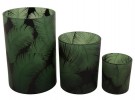 Telysglass sort m/grønne blader 7x8cm thumbnail