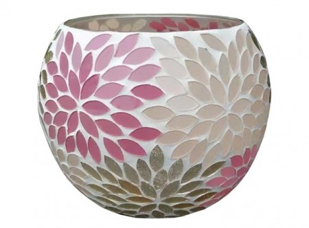 Lysglass mosaikk rosa/gull