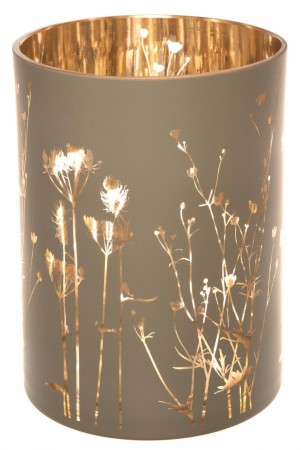 Lysglass m/blomster matt grønn 10x12,5cm