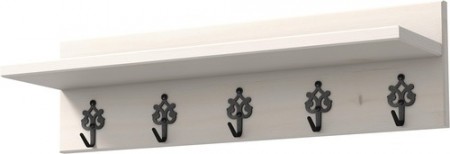 SAGA Hylle med knagger 50cm antikkhvit